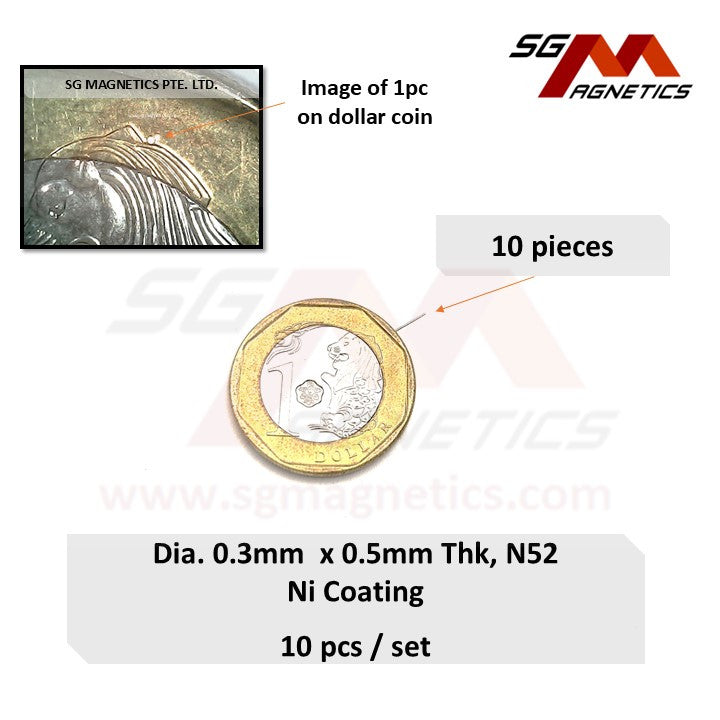 0.3x0.5mm N52 - Micro Magnets - Cylinder - 10pcs