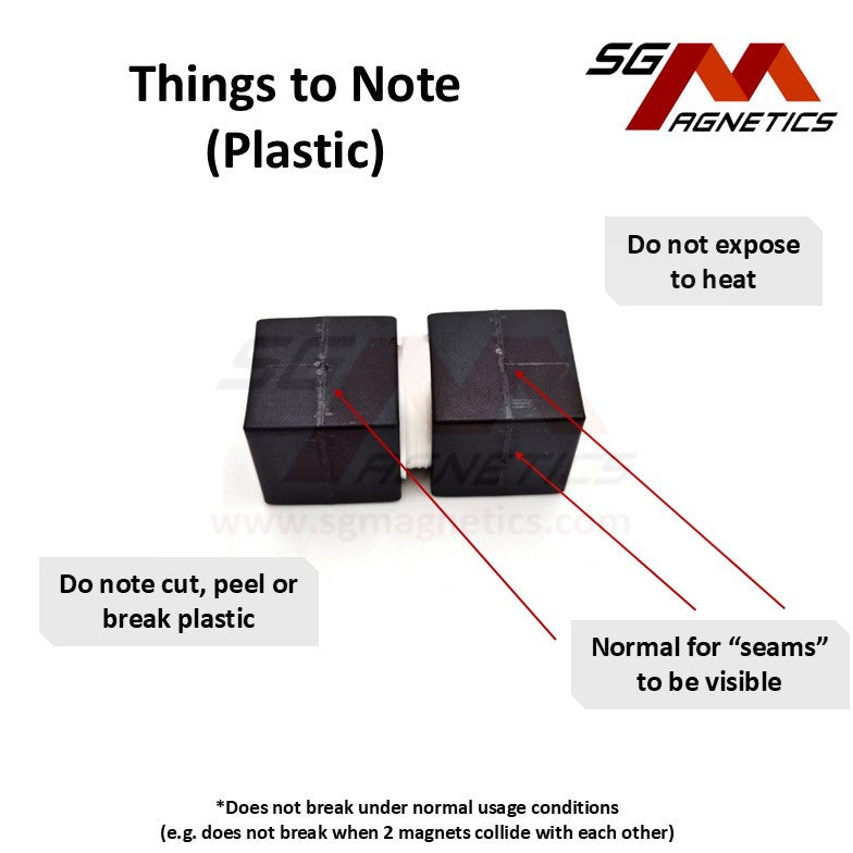 1 x 1/2 x 1/4" N42 - Coloured Plastic Coated Waterproof Magnets - 2pc