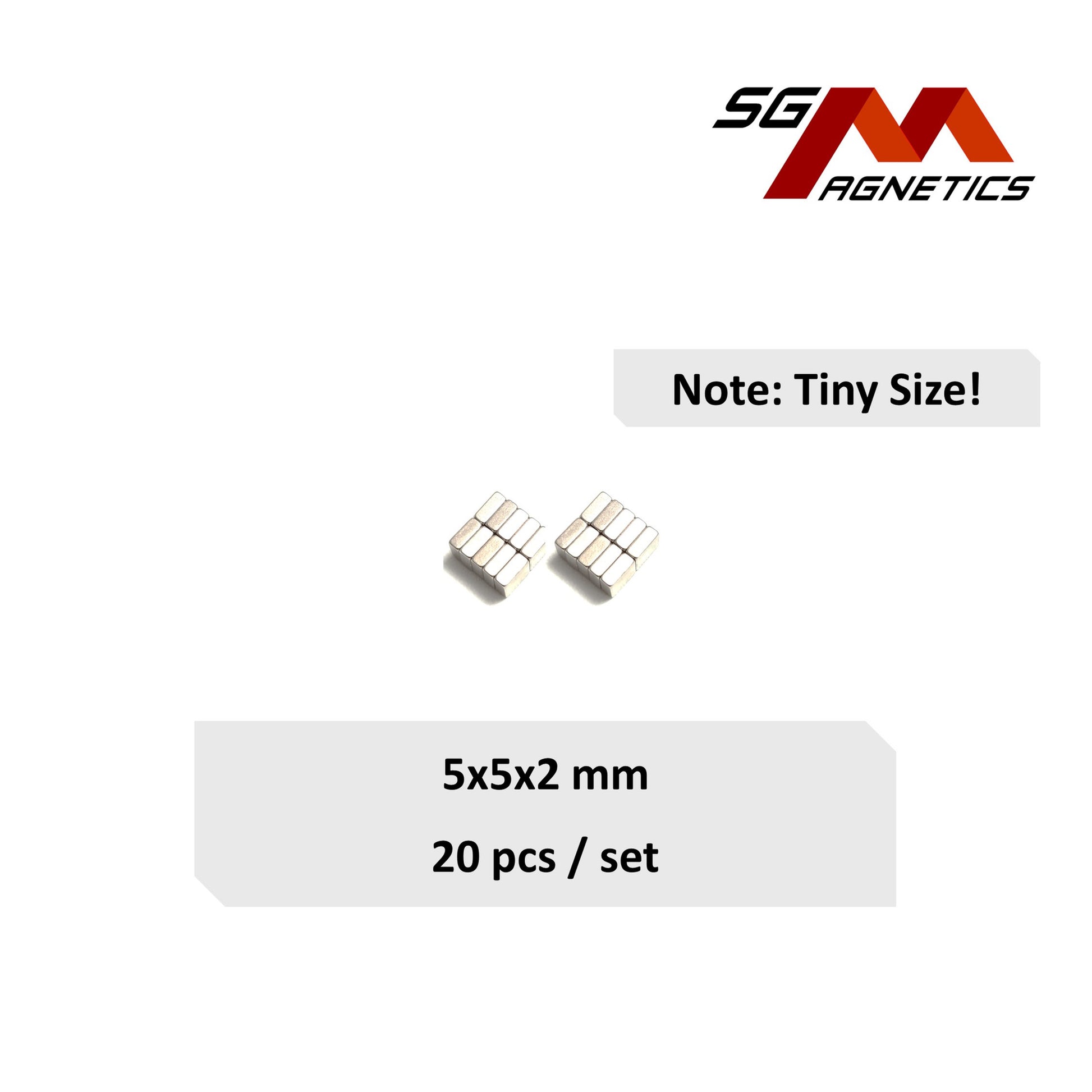 5x5x2mm N35 - Neodymium Block Magnets - 20pcs