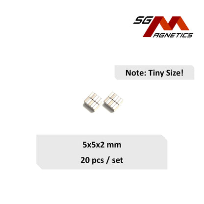 5x5x2mm N35 - Neodymium Block Magnets - 20pcs