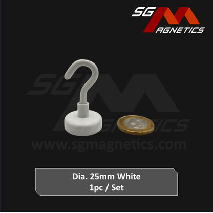 25mm White Hook Pot SGNPE25 - Neodymium Magnet - 1pc