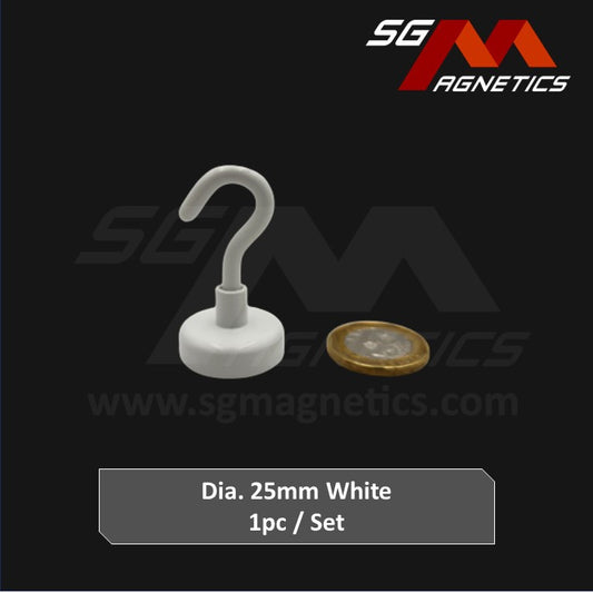 25mm White Hook Pot SGNPE25 - Neodymium Magnet - 1pc