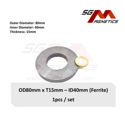 80*15-41mm - Ferrite Ceramic Ring Magnets - 1pc