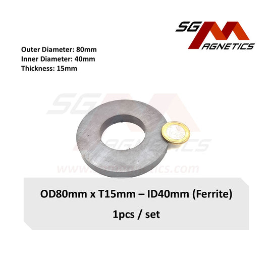 80*15-41mm - Ferrite Ceramic Ring Magnets - 1pc