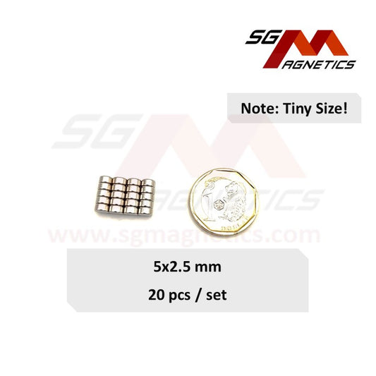 5x2.5mm N35 - Neodymium Disc Magnets - 20pcs