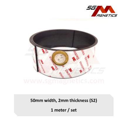50mm Magnet Tape T2mm Ver. S2 with 3M Adhesive Flexible Magnetic Roll Strip
