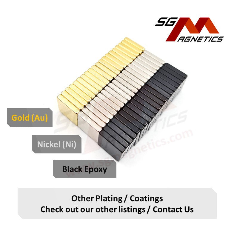 10x10x2mm N35 - AU Gold Plated Neodymium Block Magnets - 8pcs