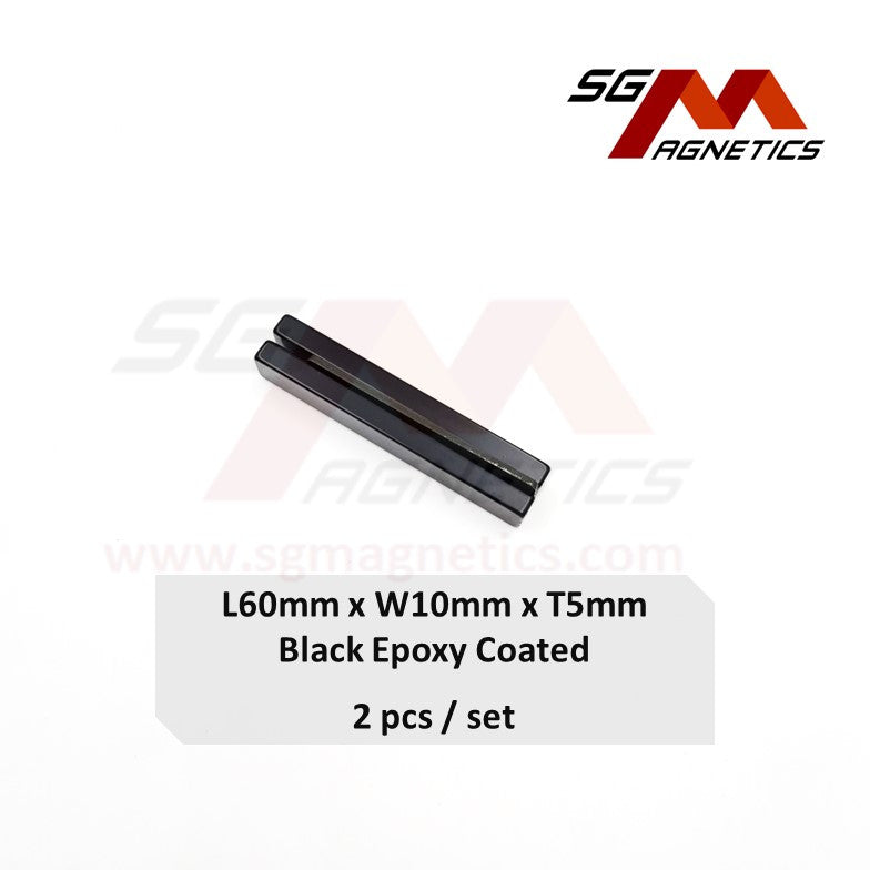 60x10x5mm N35 - Black Epoxy Neodymium Block Magnet - 2pcs