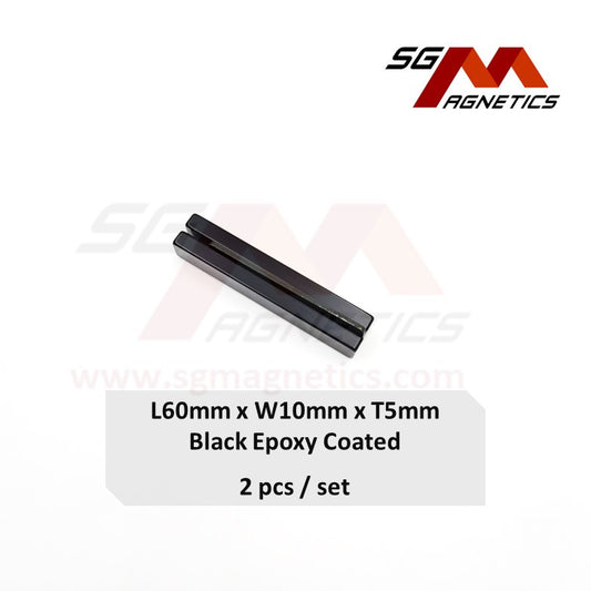 60x10x5mm N35 - Black Epoxy Neodymium Block Magnet - 2pcs