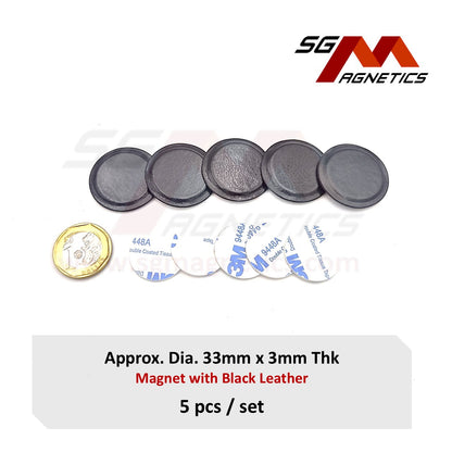 Leather Magnets - 33mm x 3mm PU Leather Wrapper Magnets - 5pcs
