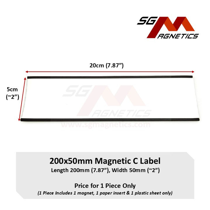 200*50mm C-Profile Magnetic Labels Data Card Holder Warehouse Rack Label - 1pc