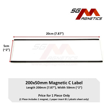 200*50mm C-Profile Magnetic Labels Data Card Holder Warehouse Rack Label - 1pc