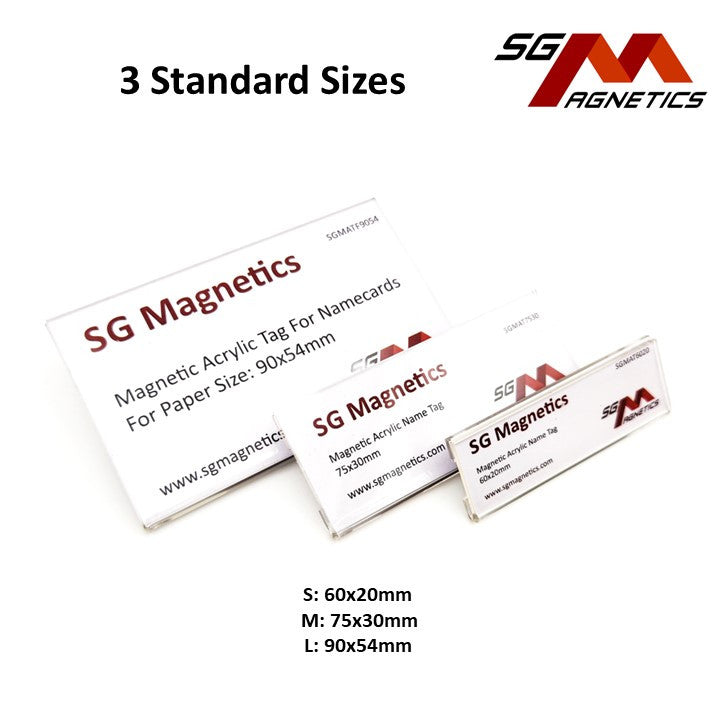 60x20mm - Acrylic Magnetic Badge - Blank Paper Insert Magnet Tag - 1pc