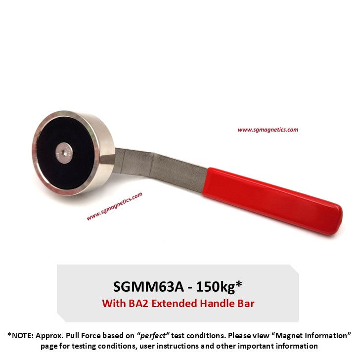 SGMM63A - Diving Magnet with BA2 - Commercial Dive Magnet with Handle Bar 150kg