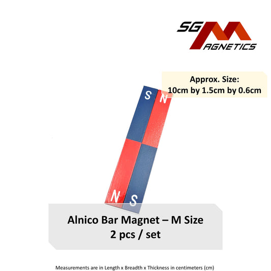 AlNiCo3 Bar Magnet (Extra Weak) - M Size - 100x15x6mm - 1 pair