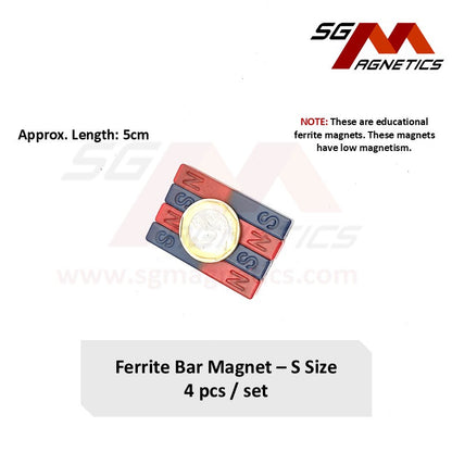 L50mm S Bar - Educational Magnets - Ferrite Bar Magnet - 4pcs