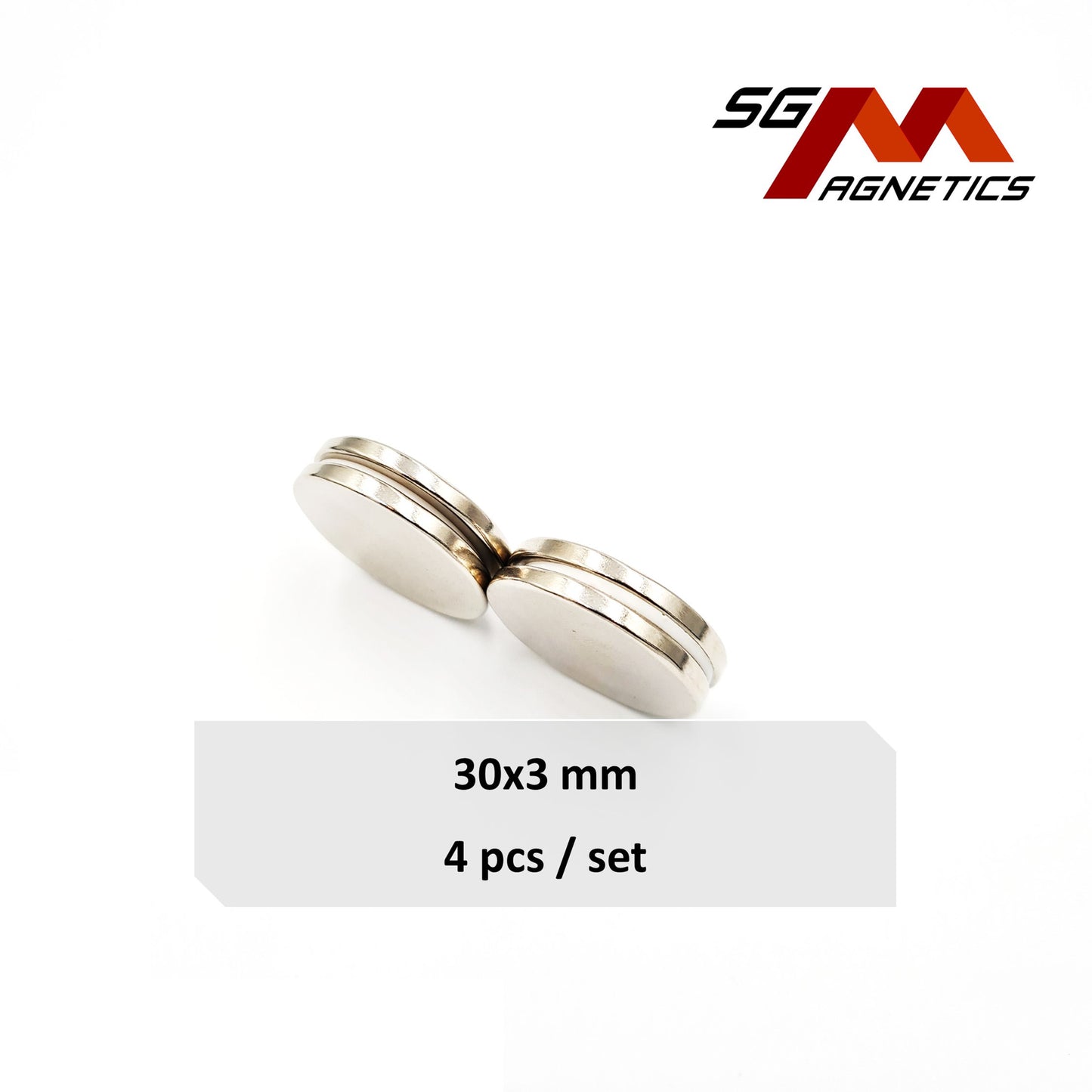 30x3mm N35 - Neodymium Disc Magnets - 4pcs