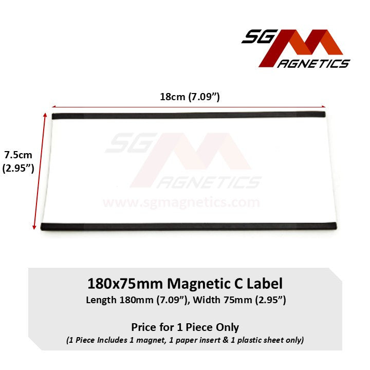 180*75mm C Profile Magnetic Data Card Holder Warehouse Rack Label - 1pc