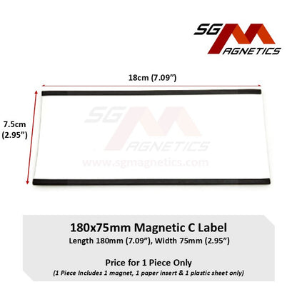 180*75mm C Profile Magnetic Data Card Holder Warehouse Rack Label - 1pc