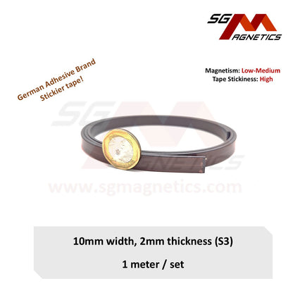 10mm Magnetic Tape - 2mm Thk Ver. S3 - Flexible Magnet Roll with Tesa tape