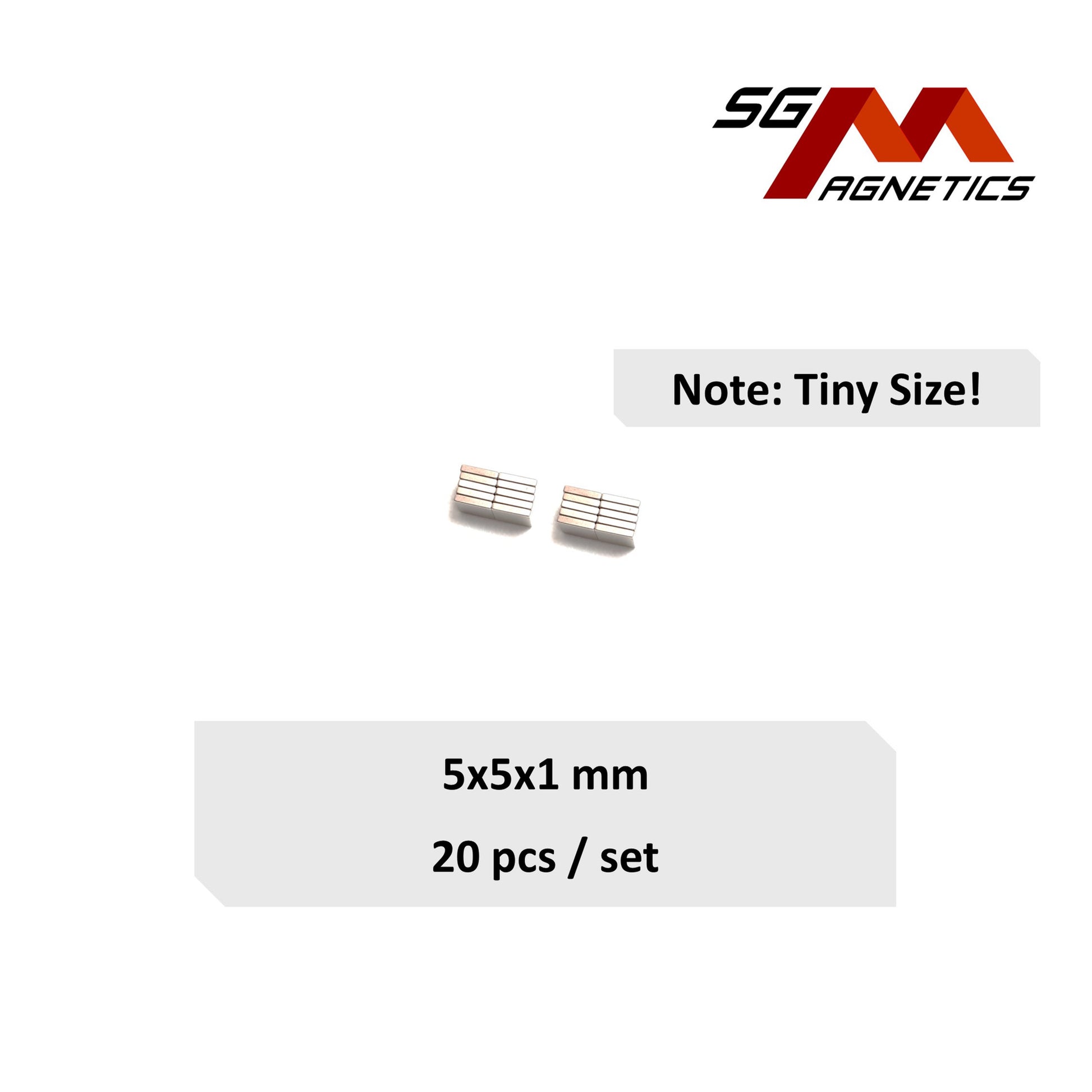 5x5x1mm N35 - Neodymium Block Magnets - 20pcs