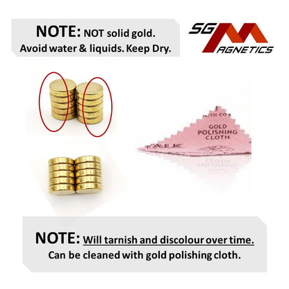 8x2mm N35 Defective Plating - AU Gold Plated Neodymium Disc Magnets - 20pcs