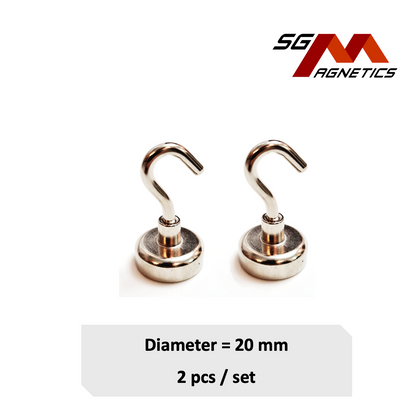 20mm Hook Pot SGNPE20 - Neodymium Magnet - 2pcs