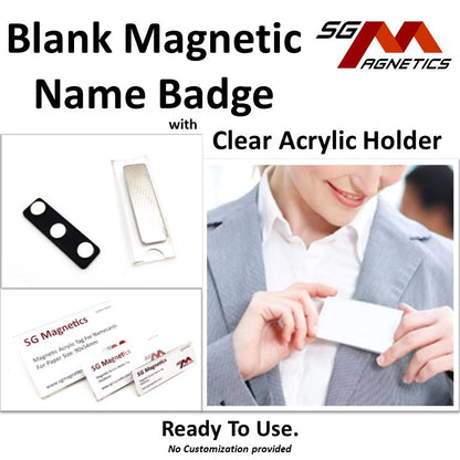 60x20mm - Acrylic Magnetic Badge - Blank Paper Insert Magnet Tag - 1pc