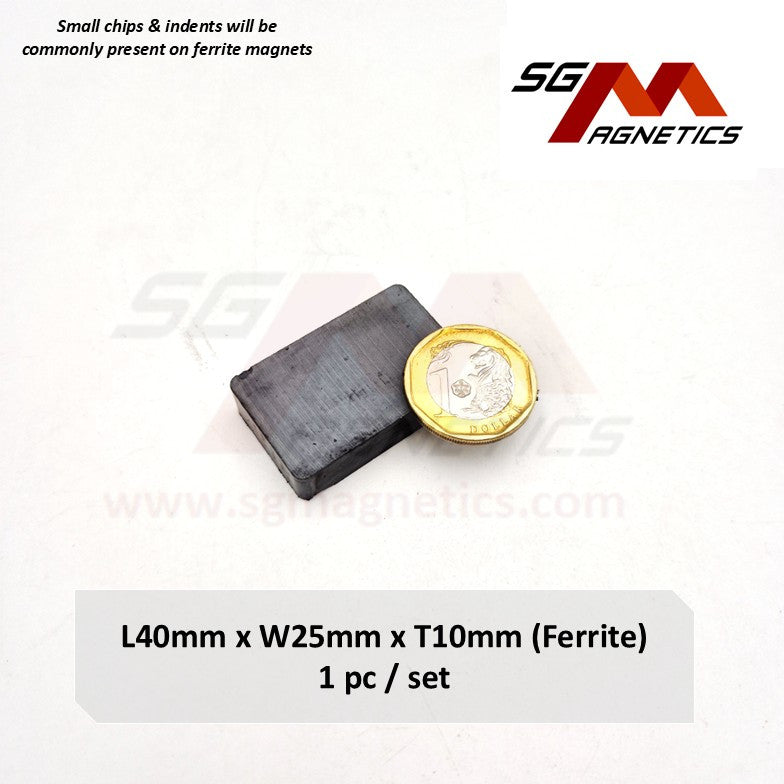 40*25*10mm - Ferrite Ceramic Block Magnets - 1pc