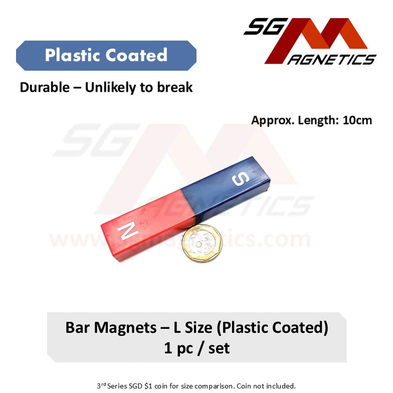 L Bar Magnet - Durable Educational Magnets - Plastic Coated Science Magnet