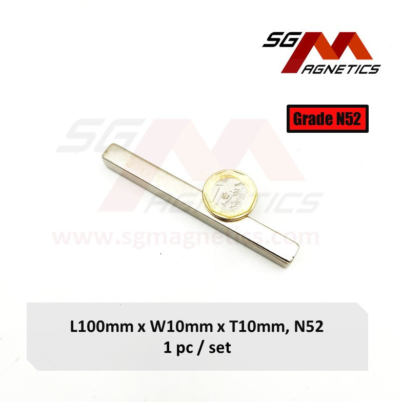 100x10x10mm N52 - Neodymium Block Magnets - 1pc
