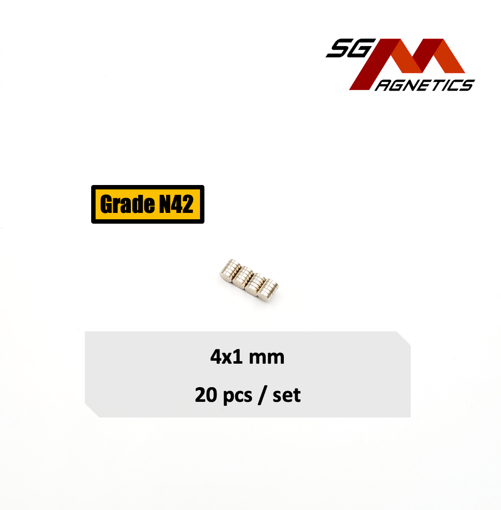 4x1mm N42 - Neodymium Disc Magnets - 20pcs