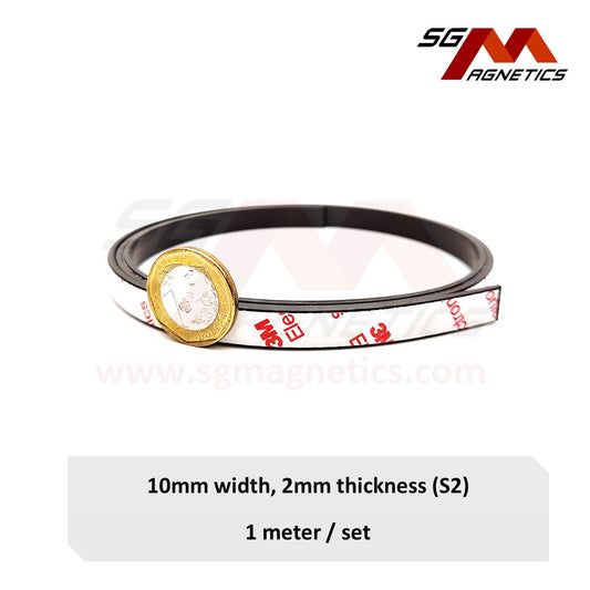 10mm Magnetic Tape - 2mm Thk Ver. S2 - Flexible Magnet Roll with 3M Adhesive