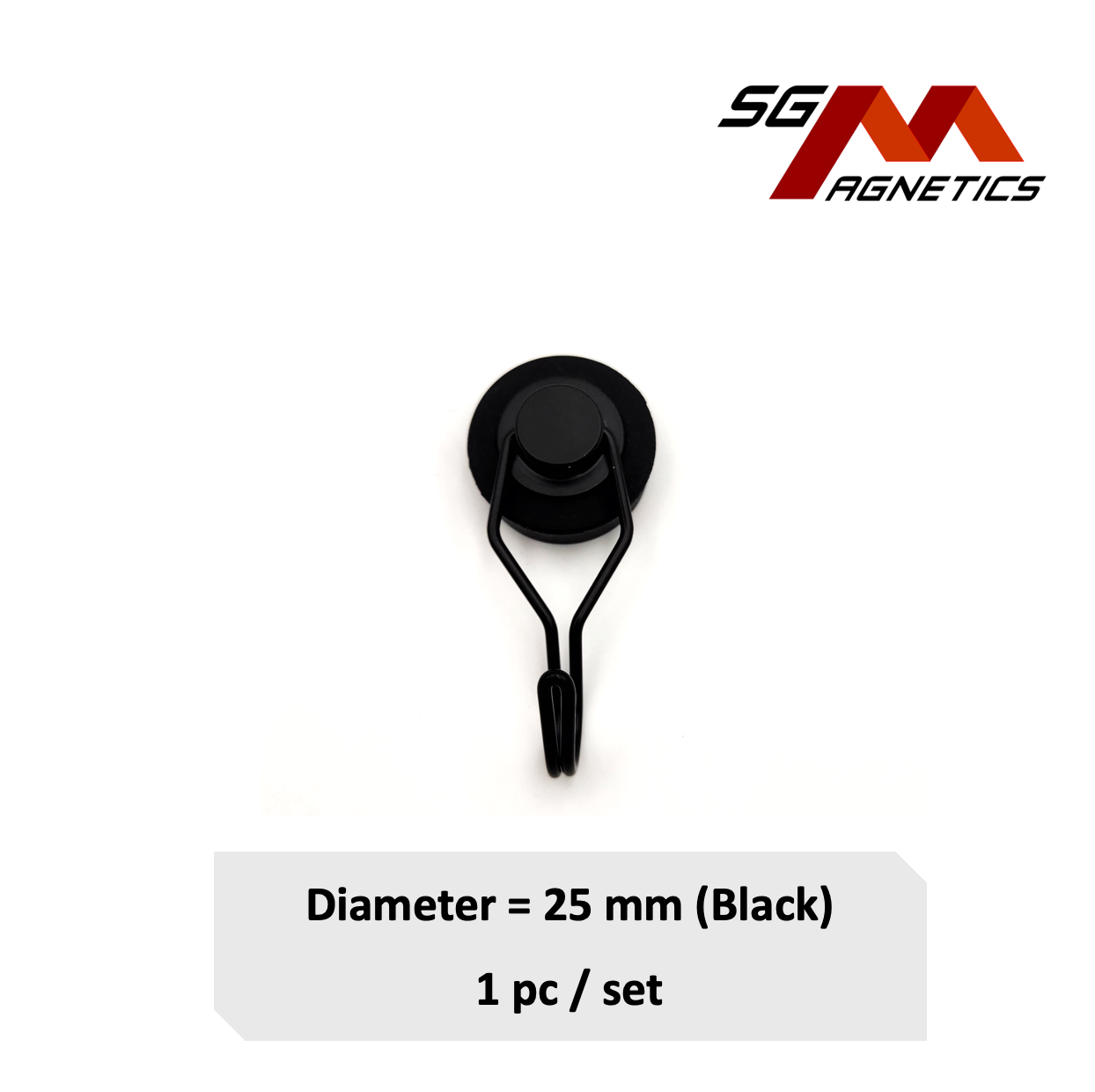 25mm Black 360° Swivel Hook Pot SGNPG25 - Neodymium Magnet - 1pc