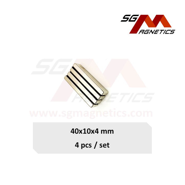 40x10x4mm N35 - Neodymium Block Magnets - 4pcs