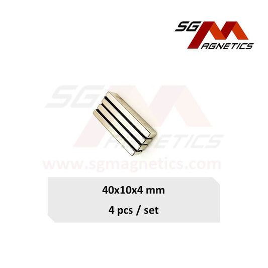 40x10x4mm N35 - Neodymium Block Magnets - 4pcs