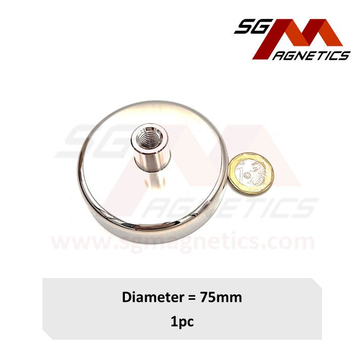 75mm Internal Threaded Bushing Pot SGNPD75 - Neodymium Magnet - 1pc