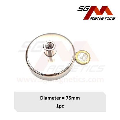 75mm Internal Threaded Bushing Pot SGNPD75 - Neodymium Magnet - 1pc