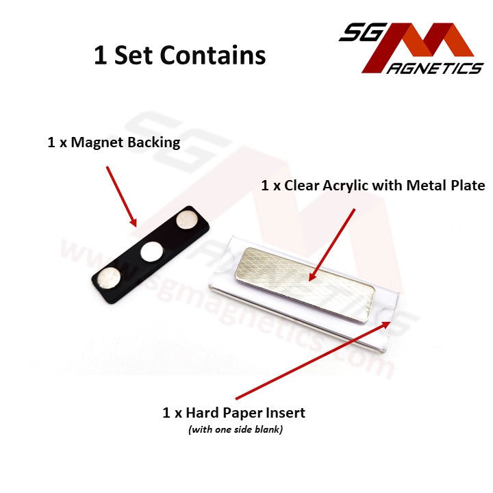 75x30mm - Acrylic Magnetic Badge - Blank Paper Insert Magnet Tag - 1pc