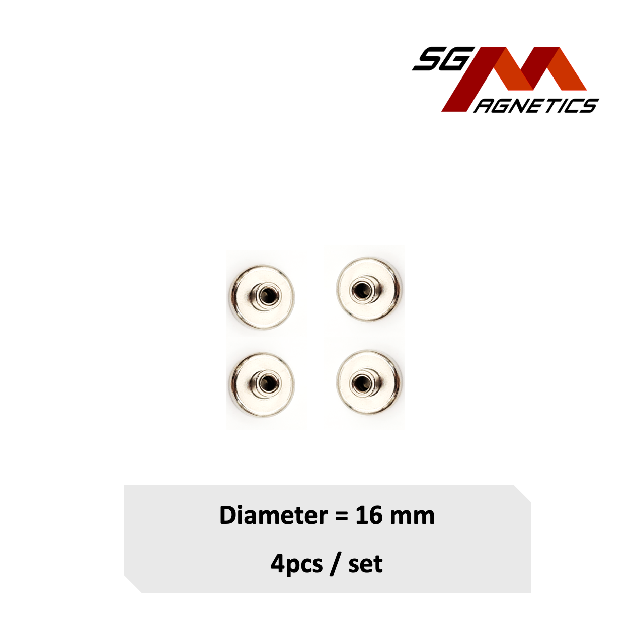 16mm Internal Threaded Bushing Pot SGNPD16 - Neodymium Magnet - 4pcs