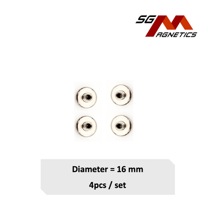 16mm Internal Threaded Bushing Pot SGNPD16 - Neodymium Magnet - 4pcs