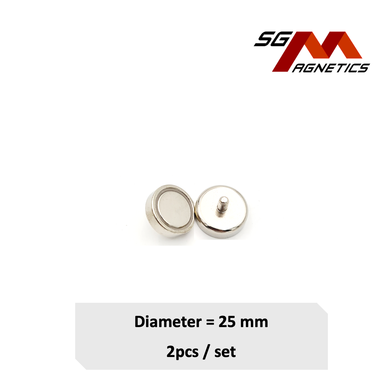 25mm External Threaded Stud Pot SGNPC25 - Neodymium Magnet - 2pcs