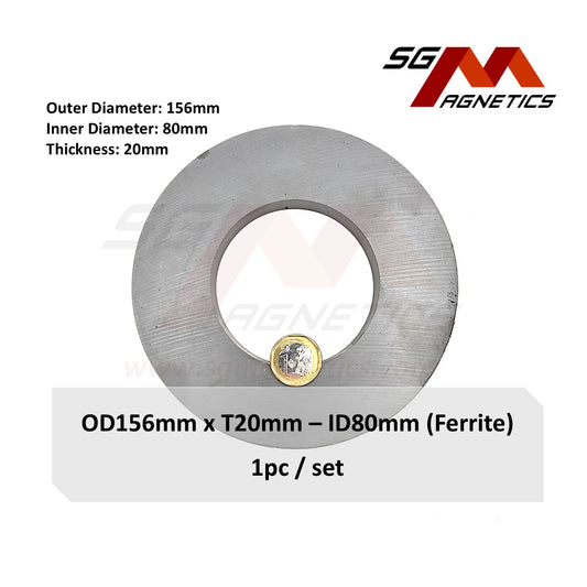 156*20-80mm - Ferrite Ceramic Ring Magnets - 1pc