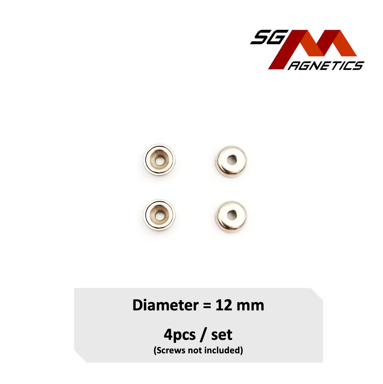 12mm Countersunk Pot SGNPA12 - Neodymium Magnet - 4pcs