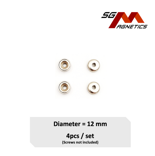 12mm Countersunk Pot SGNPA12 - Neodymium Magnet - 4pcs
