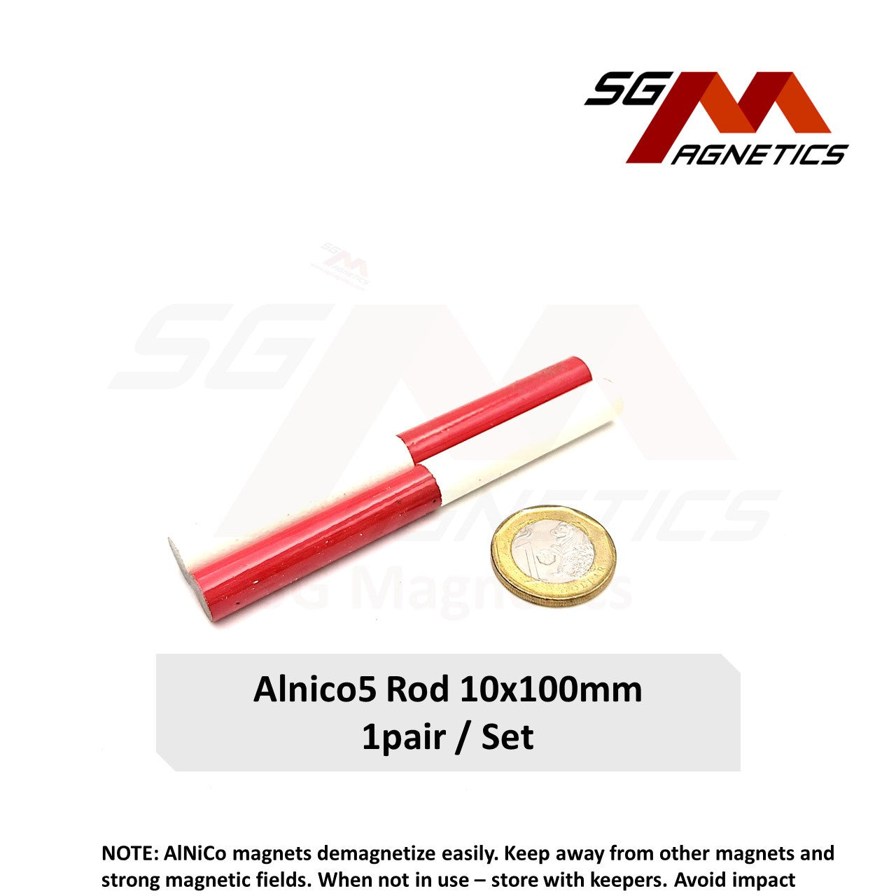 AlNiCo5 Rod Magnet Cylinder Magnet - M Size - 10x100mm - 1 pair