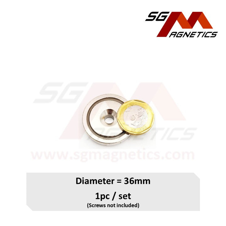 36mm Countersunk Pot SGNPA36 - Neodymium Magnet - 1pc