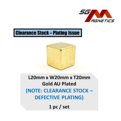 20x20x20mm N35(Defective Plating) - AU Gold Plated Neodymium Disc Magnets - 20pc