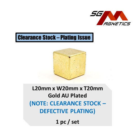 20x20x20mm N35(Defective Plating) - AU Gold Plated Neodymium Disc Magnets - 20pc