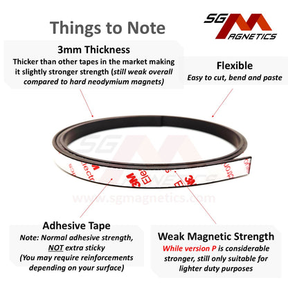 Sample 50x20x3mm Flexible Neodymium Magnetic Strip, Ver. P - 4pcs